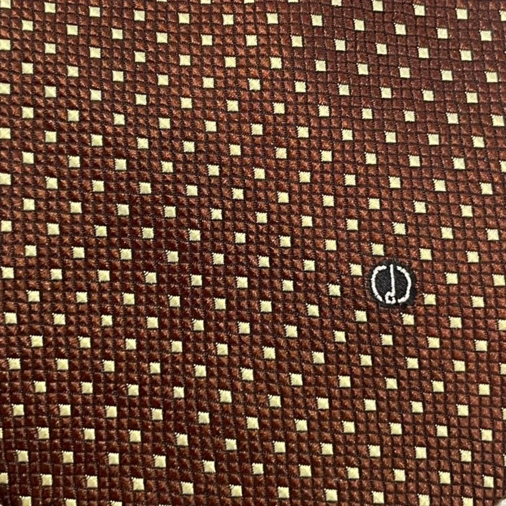 Dunhill Silk Tie Mens Brown Gold Geometric Diamond Designer Luxury Dapper Office